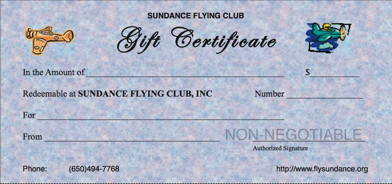 Gift certificate Give the gift of flight for any occasion